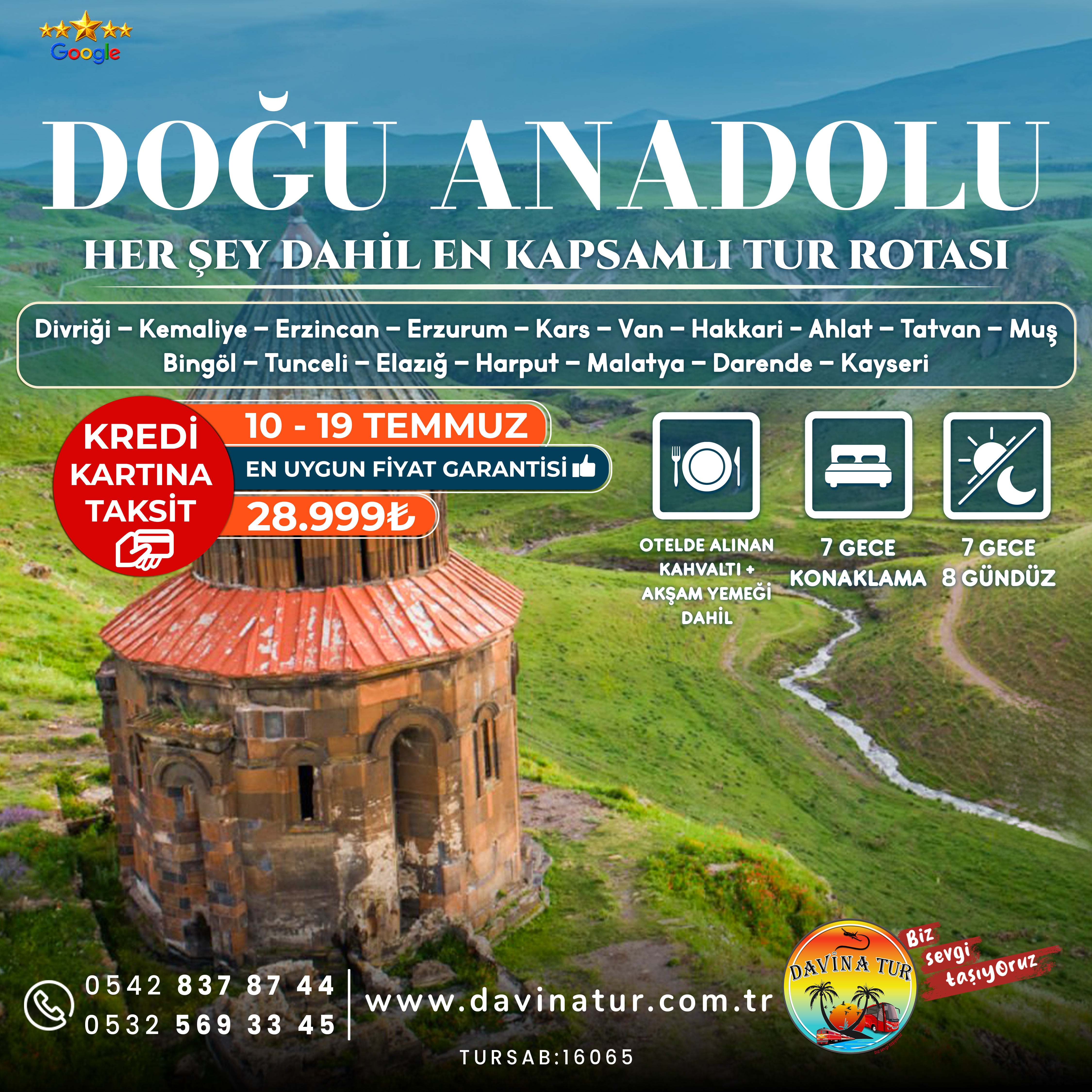 KAPSAMLI DOĞU ANADOLU TURU